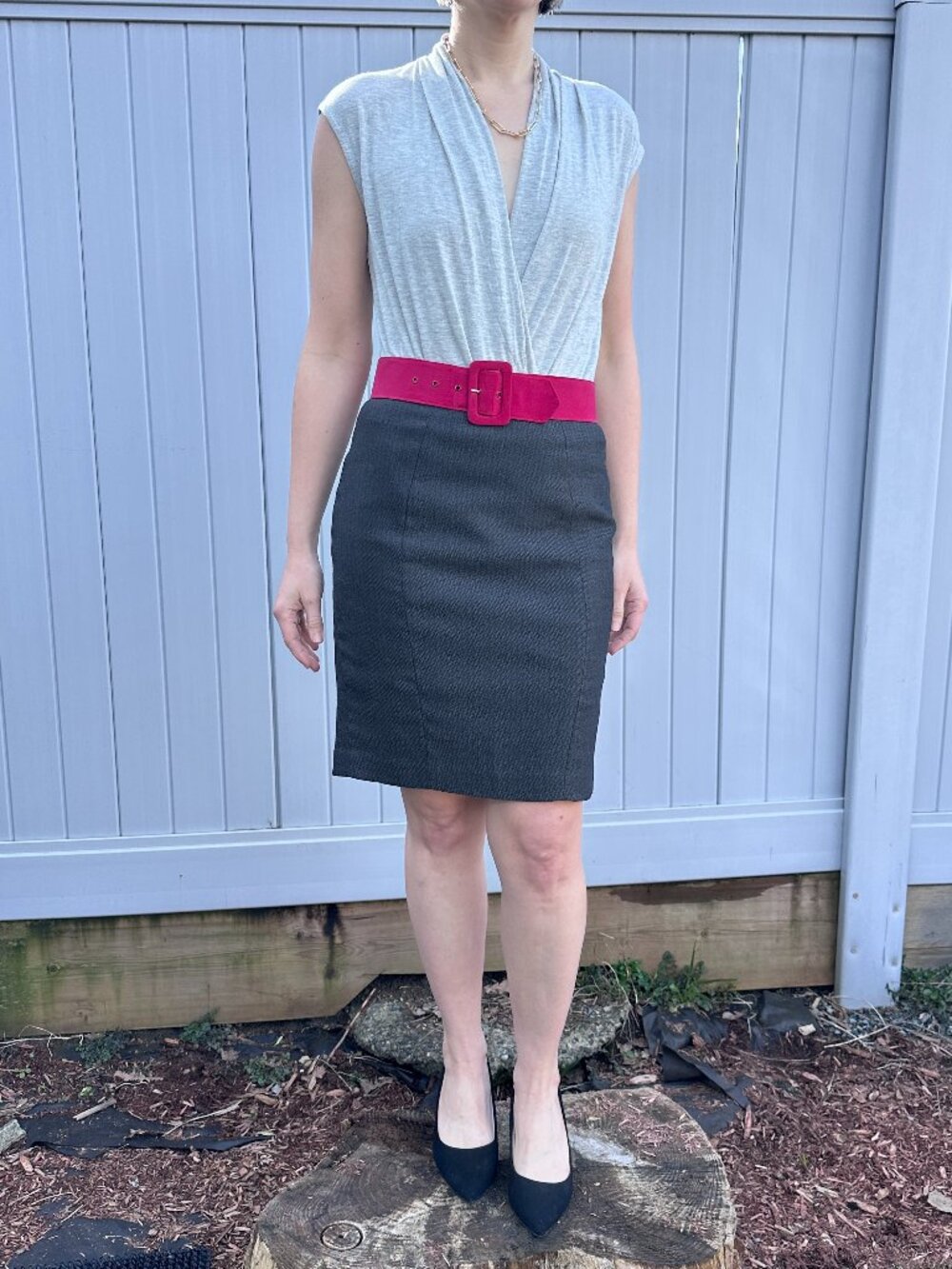 Rachel Mara Grey Pencil Skirt